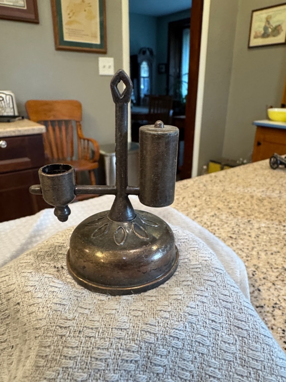 Cast Iron Metal Chamberstick Candle Holder - Pencil Sharpener